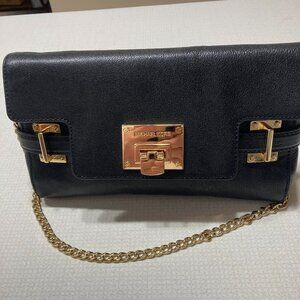 Like New Michael Michael Kors Black Leather Shoulder/Clutch
